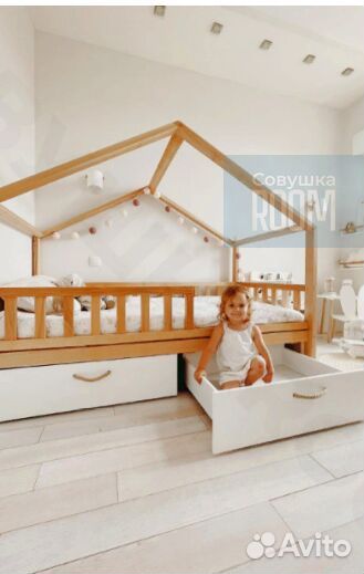 Новая детская Кровать из бука домик