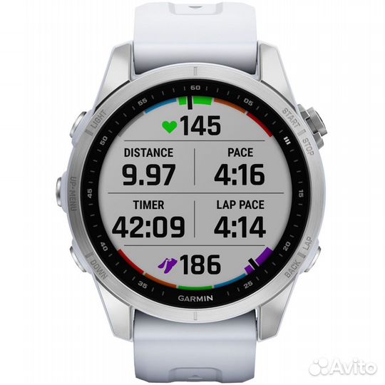 Часы Garmin Fenix 7S Silver Whitestone Band