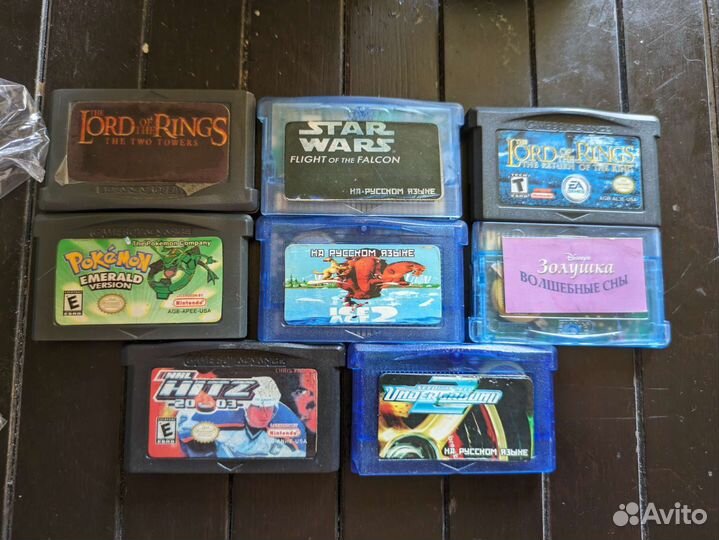 Game Boy Advance SP + зарядка + картриджи + чехол