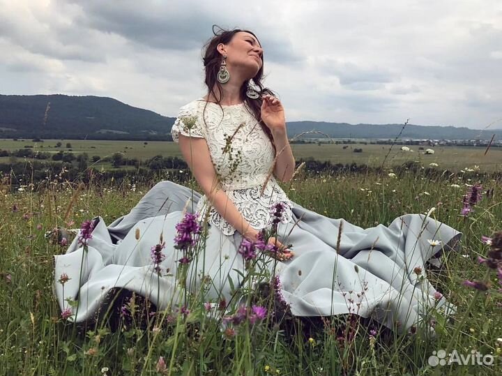 Комплект топ из хлопкового кружева + юбка