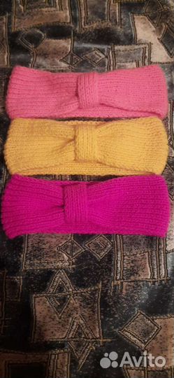 Головная повязка вязаная, ручная работа