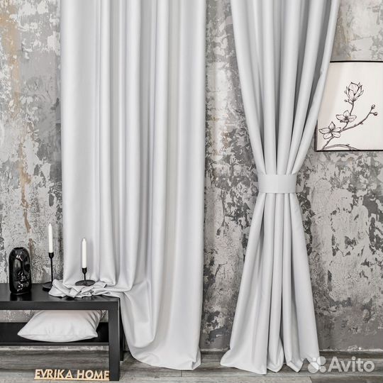 Шторы блэкаут Амадео платиновый бесшовный пошив
