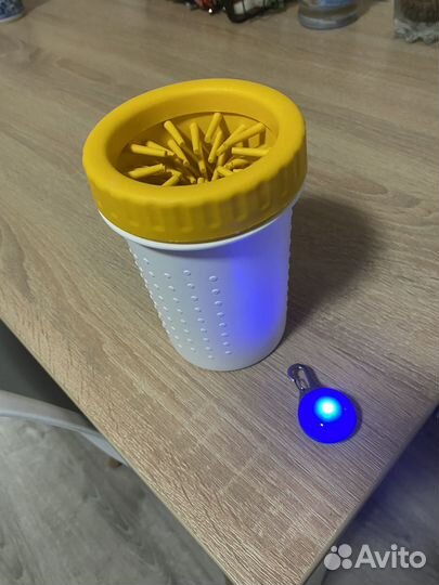 Лапомойка и светящийся маячок для собаки