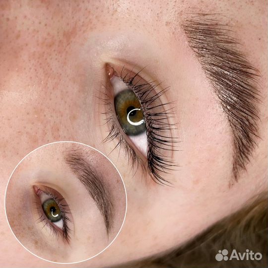 Ламинирование ресниц и оформление бровей