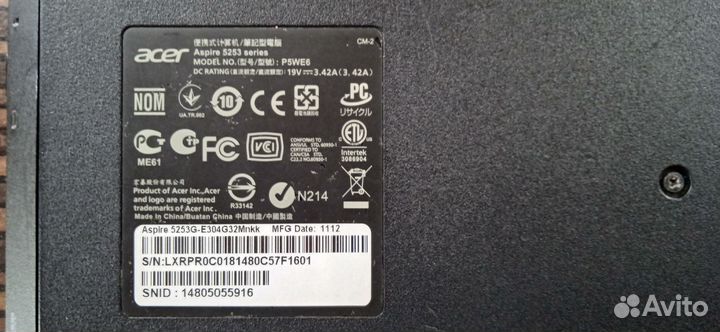 Ноутбук acer Aspire 5253, модель P5WE6, б/у