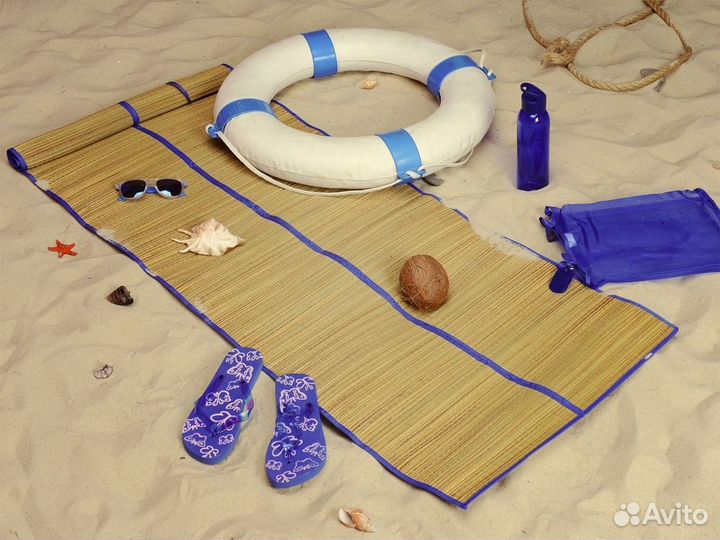 Пляжный набор: циновка, шлепанцы, сумка