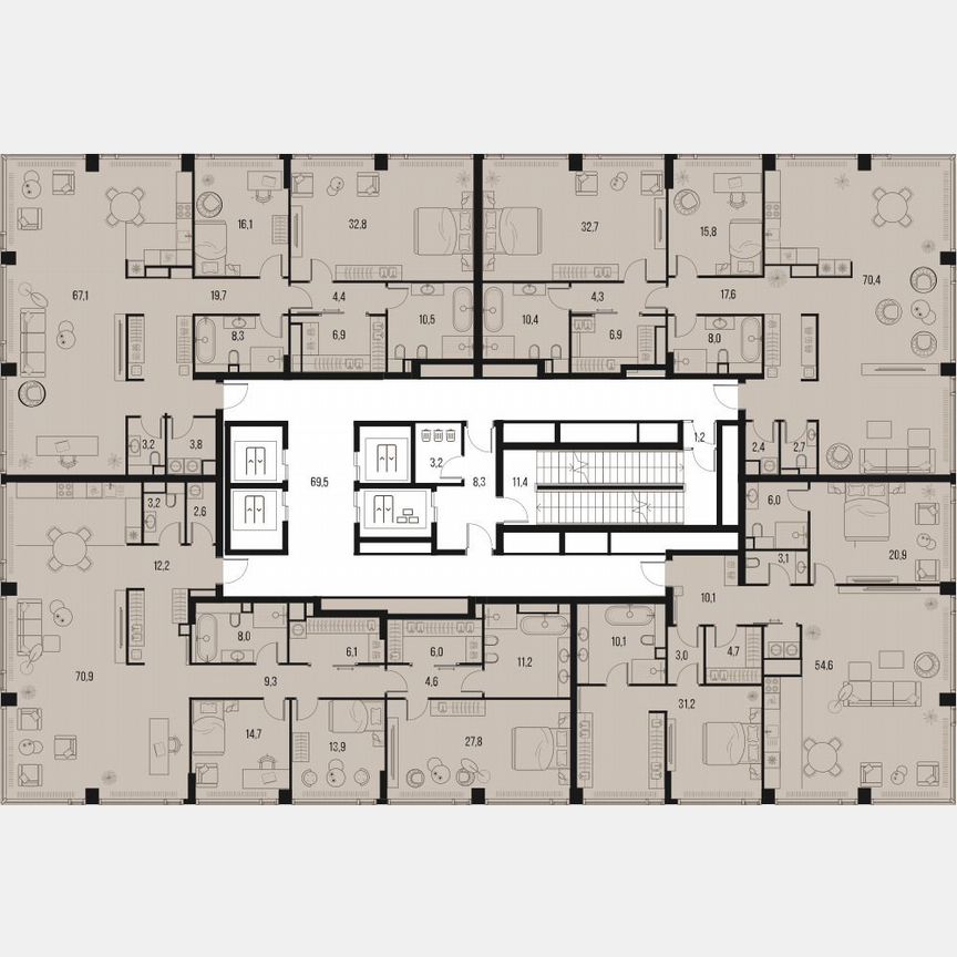 4-к. квартира, 190,5 м², 32/32 эт.