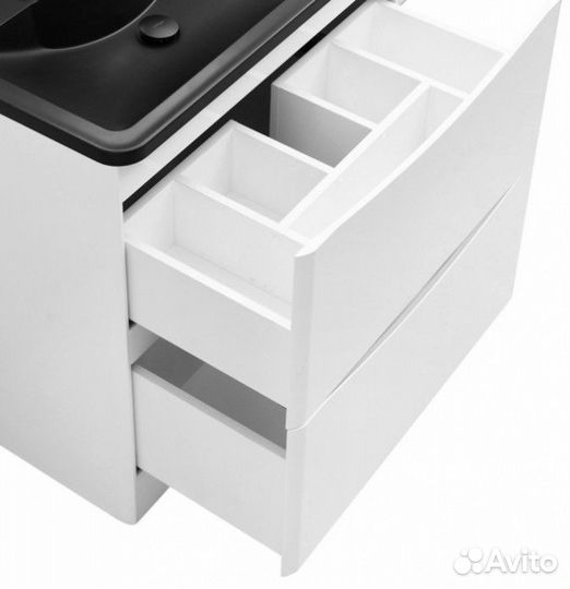 Тумба с черной раковиной BelBagno Acqua 100-PIA-B Bianco Lucido