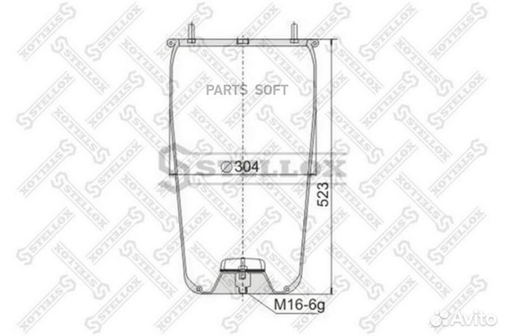 Stellox 9008810SX пневмопод.без стак. h520 2шп.M12смещ.25. 1отв.штуц.M22. Н: 1шп.M16 \BPW