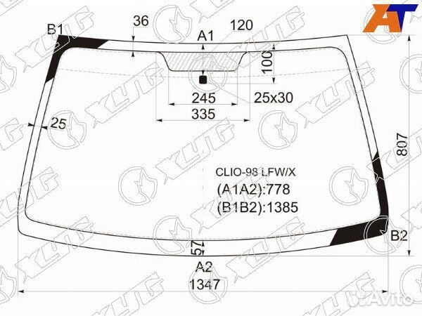 Стекло лобовое renault clio
