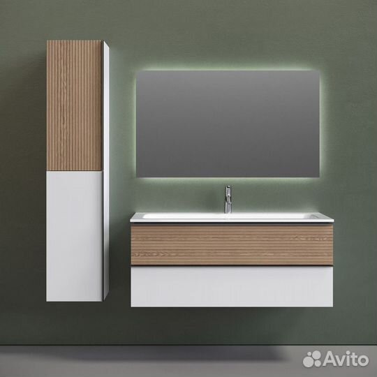 Тумба под раковину sancos Delta 120 подвесная дуб светлый/белый DL120W