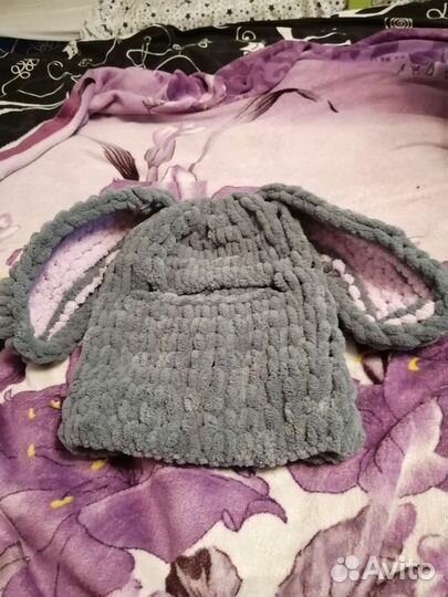 Детская плюшевая балаклава заяц