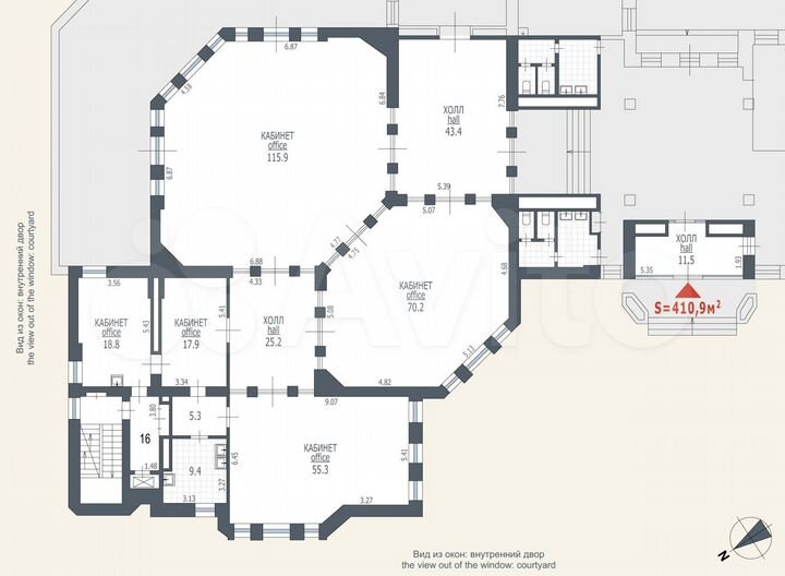 Сдам офисное помещение, 410.9 м²