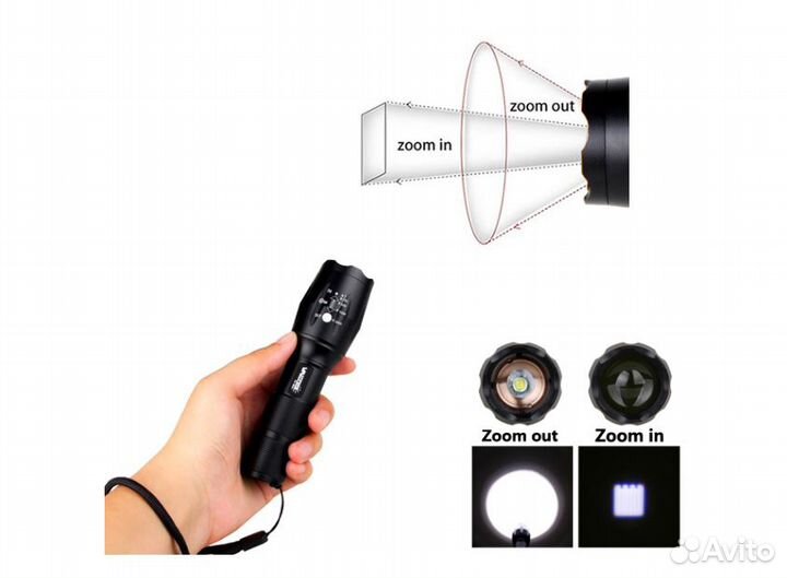 Фонарь LED Zoom T6 2000Lm c Аккум USB