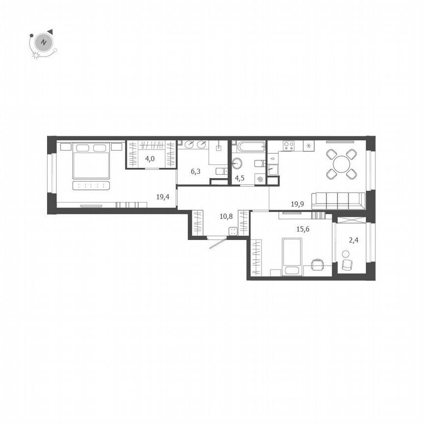 2-к. квартира, 82,9 м², 5/9 эт.