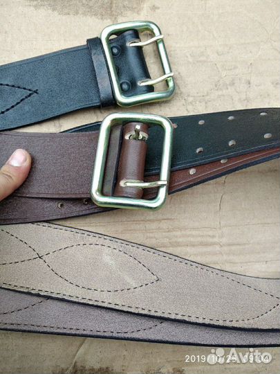 Ремень офицерский кожа. Коричневый и черный