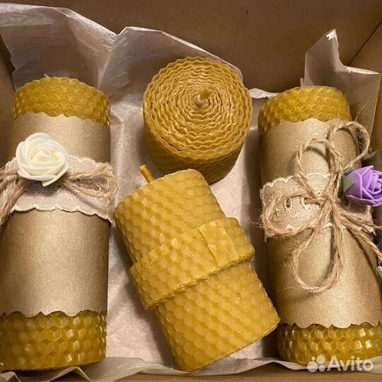 Свечи из вощины Медовые наборы праздничные