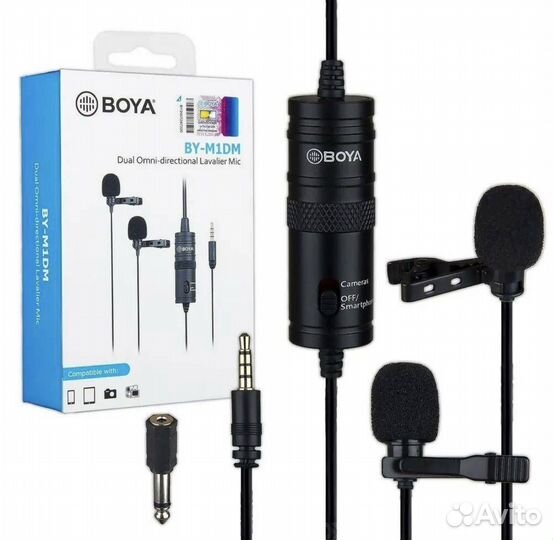 Двойной петличный микрофон Boya by-m1dm