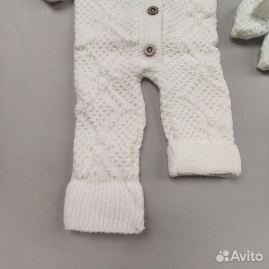 Вязаный комбинезон с пинетками р62 (0-3мес)