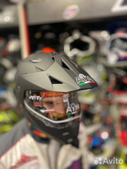 Мотошлем AIM мотард мотокросс со стеклом и очками