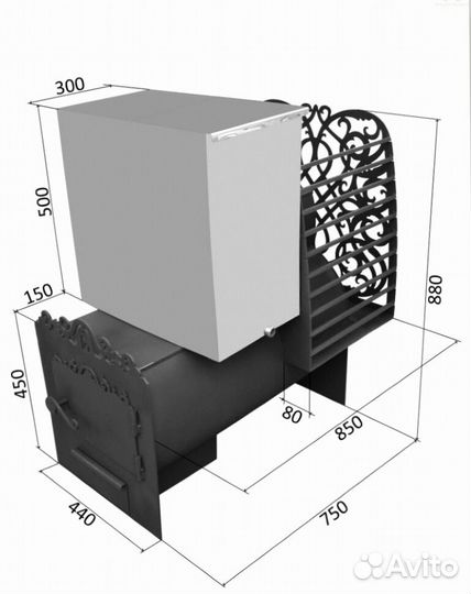 Печь из трубы 8мм Горизонтальная-426