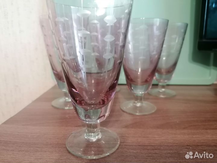 Фужеры марганцевое стекло СССР