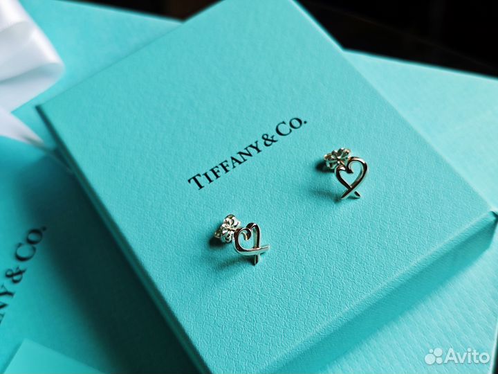 Серьги Сердечки Tiffany&Co Loving Heart AG925