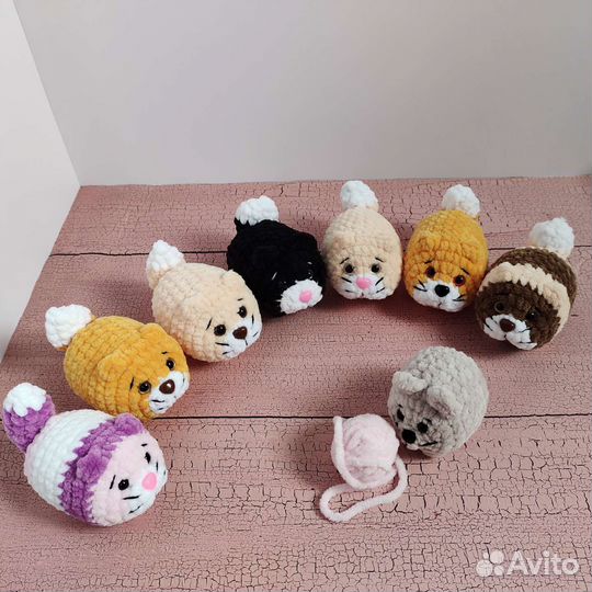 Кот вязанная игрушка ручной работы Амигуруми