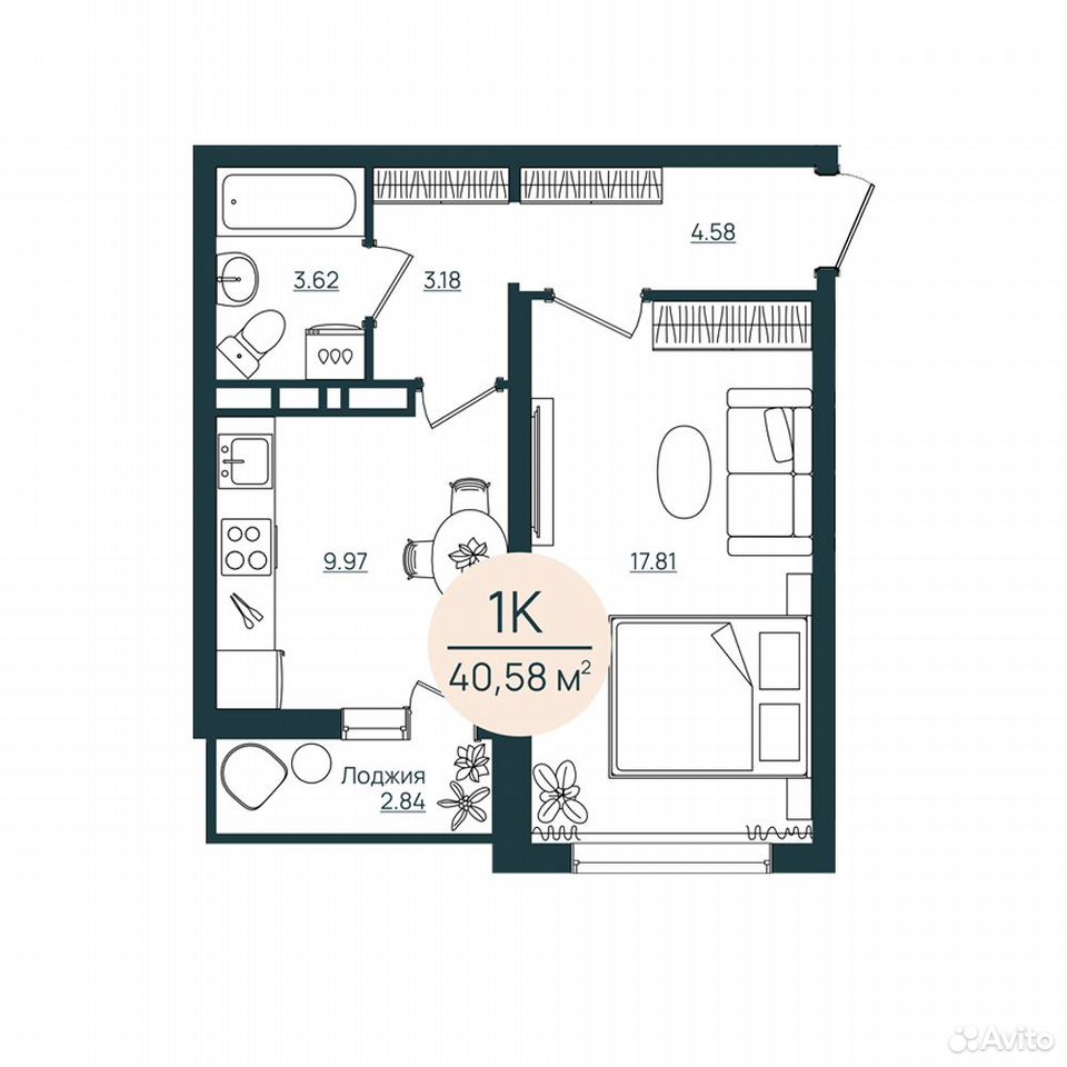 1-к. квартира, 40,6 м², 8/12 эт., Херсон