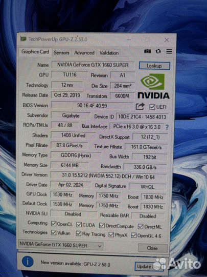 Видеокарта gtx 1660 super 6gb
