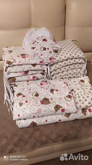 Матрас детский, постельное бельё с бортиками 1600