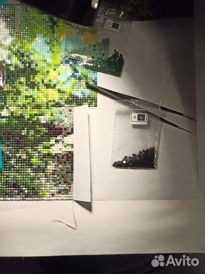 Картина в технике алмазная вышивка Домик на опушке