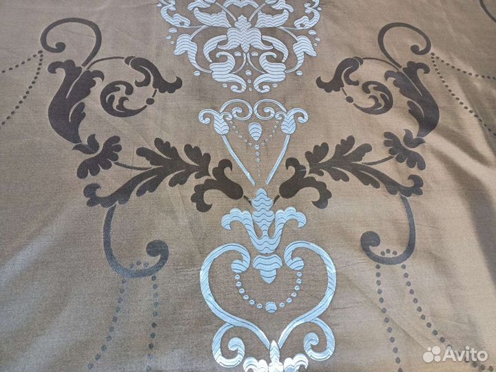 Портьера с вензелем шоколадно-коричневая