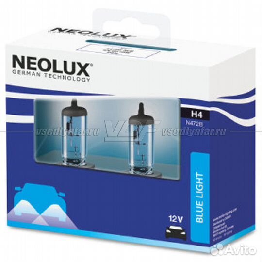 Лампа галогенная Neolux H4 12V-60/55W Blue Light D