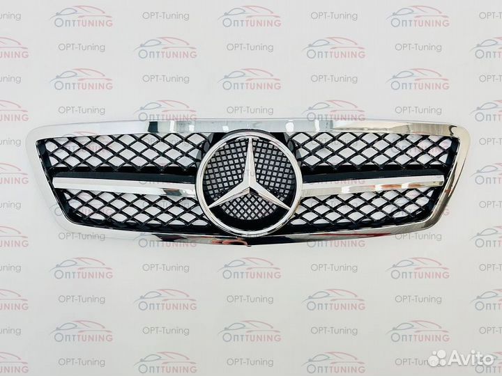 Решетка в стиле C63 на Mercedes C w203 хром обод