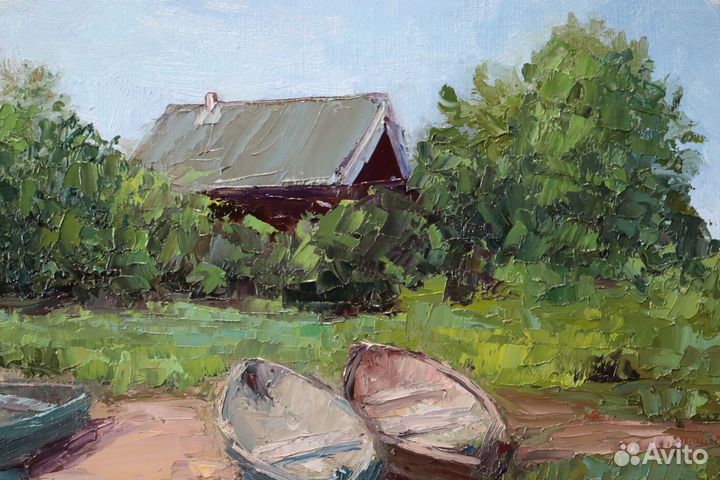 Картина Маслом Пейзаж Пруд Речка