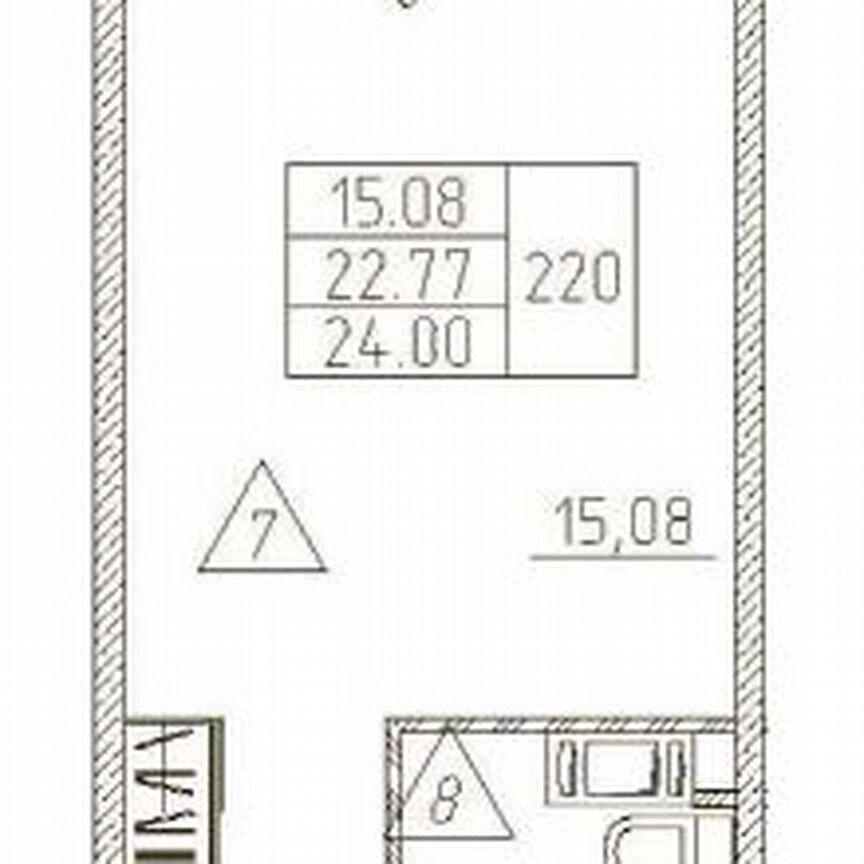 Апартаменты-студия, 24 м², 7/18 эт.