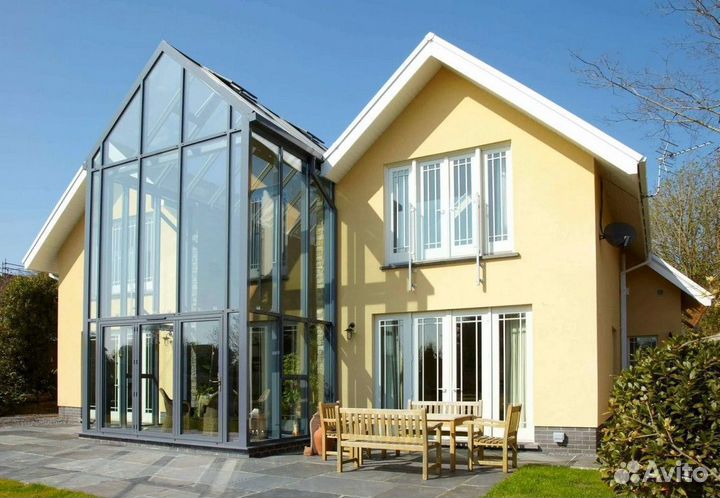 Алюминиевое остекление дома коттеджа веранды