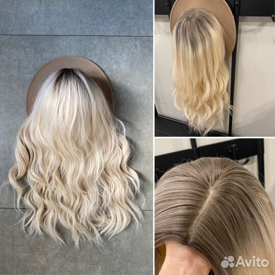 Аренда парик с длинными волосами блонд розовый