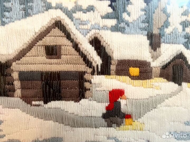 Картина из шерстяных нитей 55*40 см вышитая