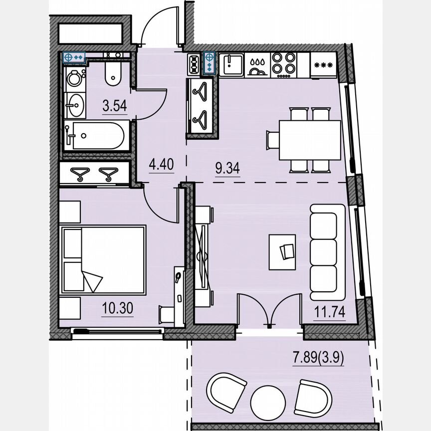 1-к. квартира, 39,4 м², 4/17 эт.