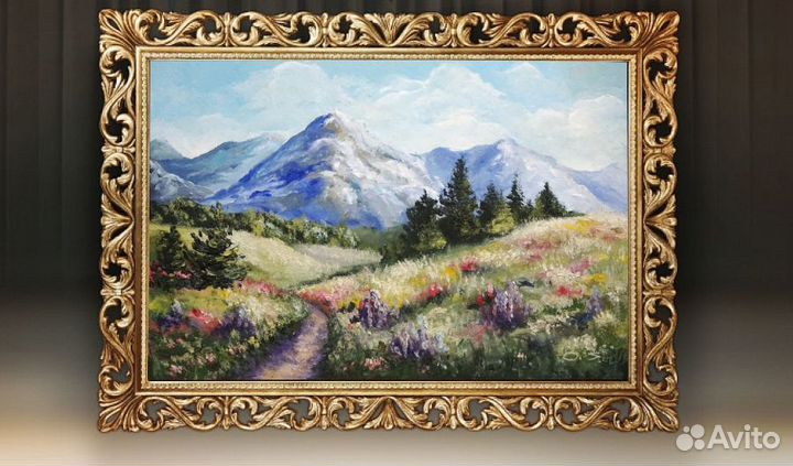 Картина маслом горный пейзаж 