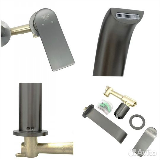 Встраиваемый смеситель для раковины графитовый