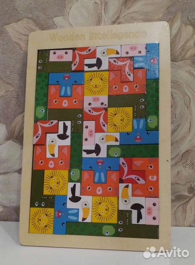 Деревянный пазл - тетрис с животными