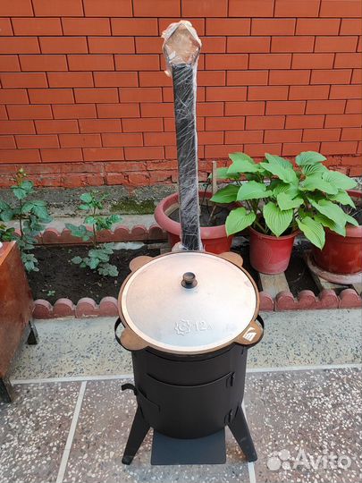 Чугунный узбекский казан 12 л +печ с дымоходом