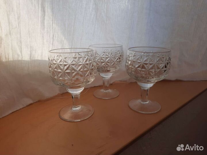 Бокалы малые хрустальные 3 шт. Хрусталь СССР