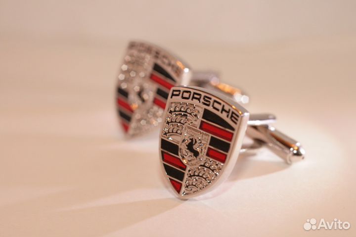 Запонки с логотипом porsche серебрис без коробочки