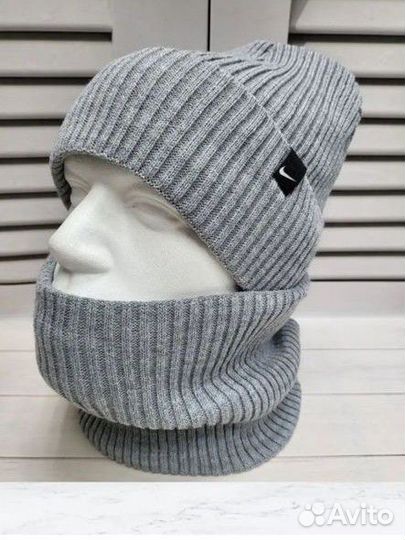 Набор шапка снуд серый унисекс