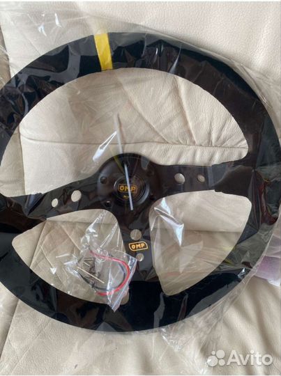 Спортивный руль с выносом омп omp замша новый авто