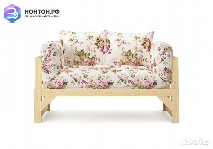 Диван кушетка Амбер бежевый с цветами